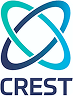 CREST logo: teal and blue intertwined swooshes above the word CREST.